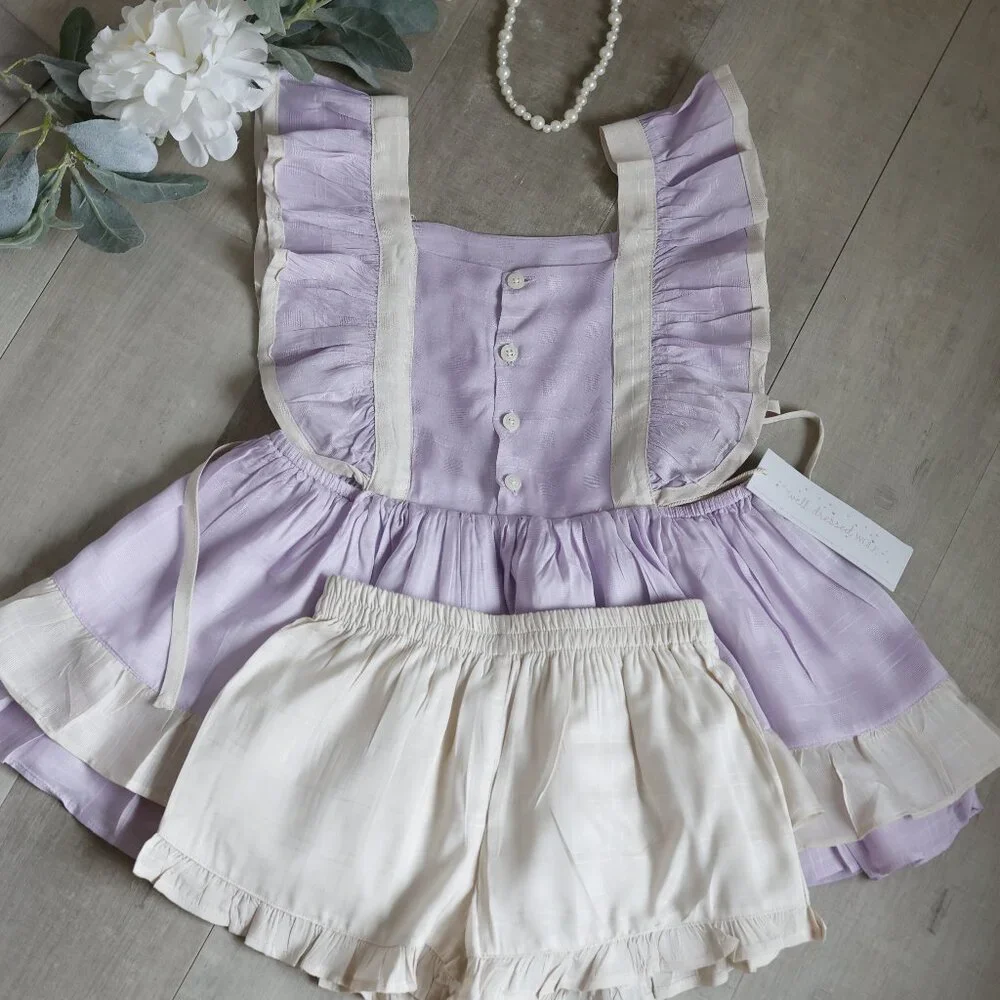 Well Dressed Wolf Kate Tunic Set Lavender and Beige Size 6 NWT